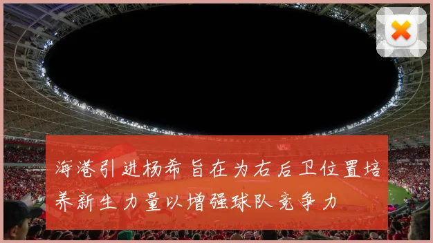 海港引进杨希旨在为右后卫位置培养新生力量以增强球队竞争力